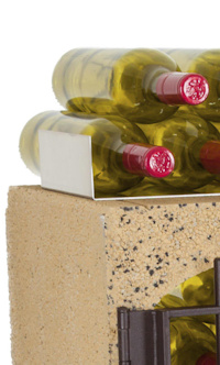Vinobloc stenen wijnrek, met flessensteun.